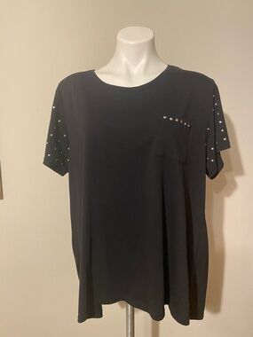 Bobbie Brooks Black Crew Neck Tee with Pocket